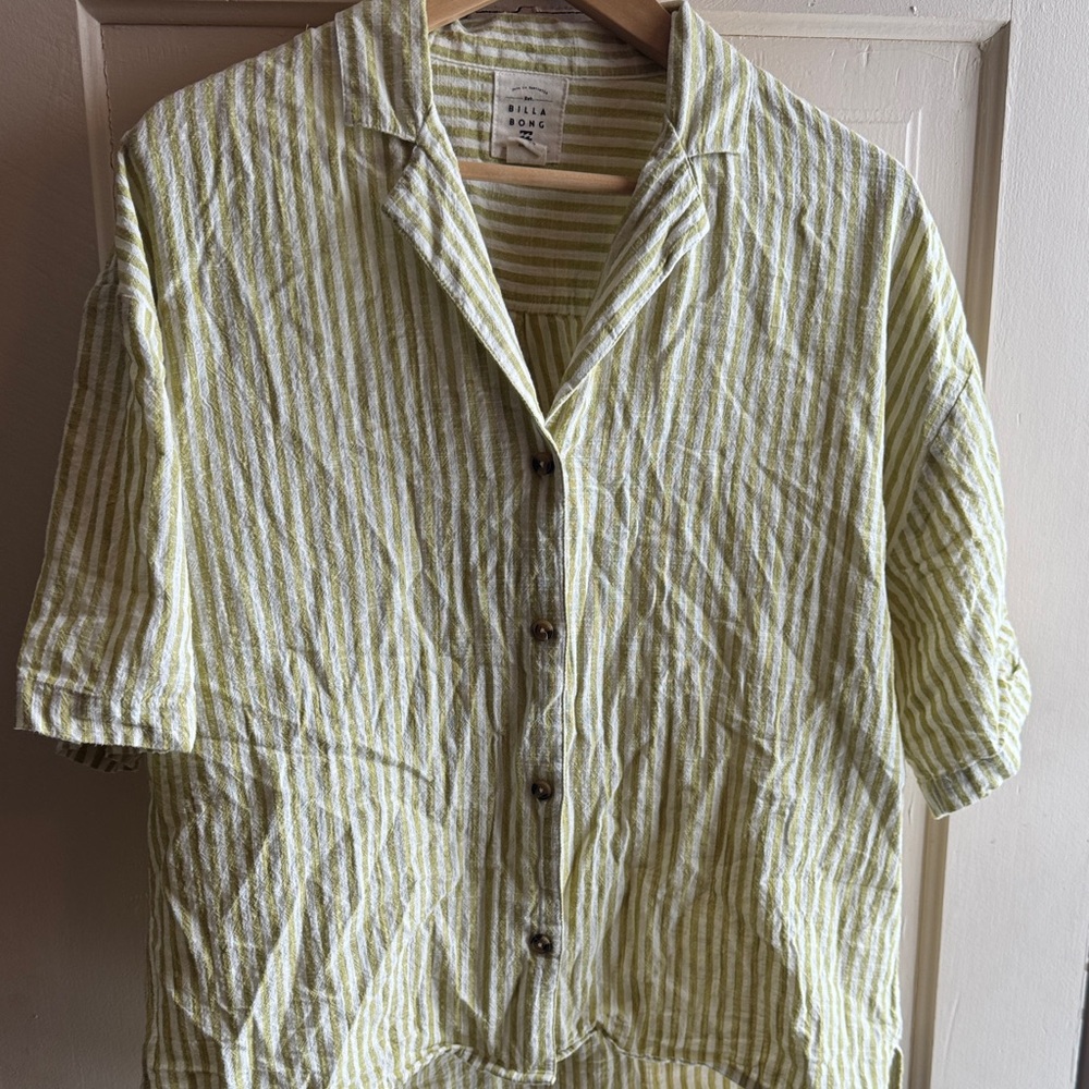 Billabong Light Green Striped linen Shirt
